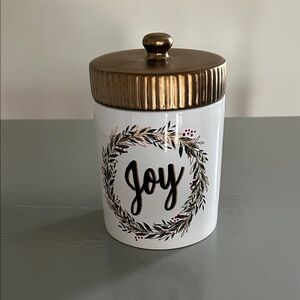 Joy Stoneware Canister H 8 in Diameter 6 in no chips/cracks